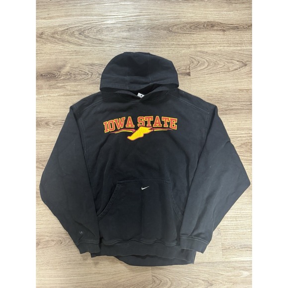 Vintage Iowa Hawkeyes Nike Center Swoosh Faded Black Sweatshirt Hoodie Size L - Picture 1 of 3